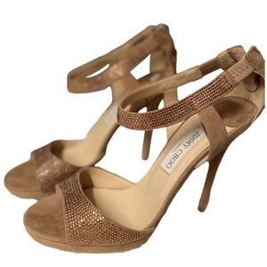 Jimmy Choo Brown Embellished Heels